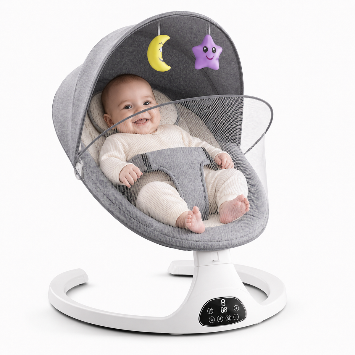 Berceau Bébé Électrique Berçant avec Musique Bluetooth et Moustiquaire