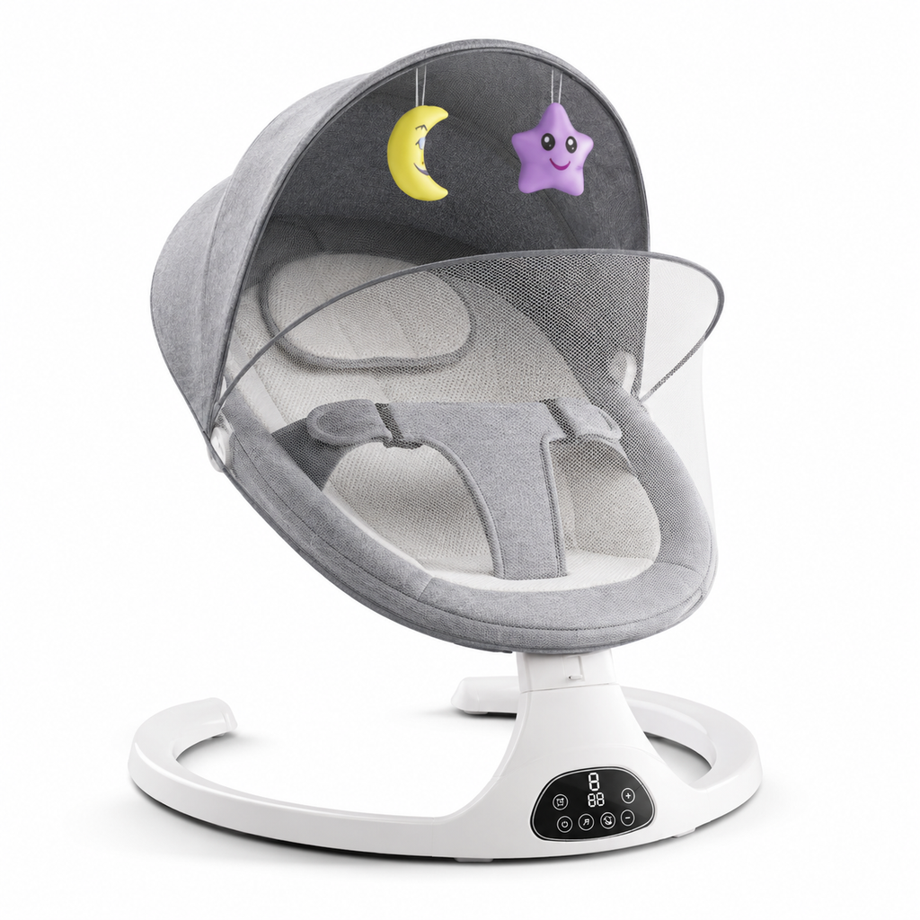Berceau Bébé Électrique Berçant avec Musique Bluetooth et Moustiquaire