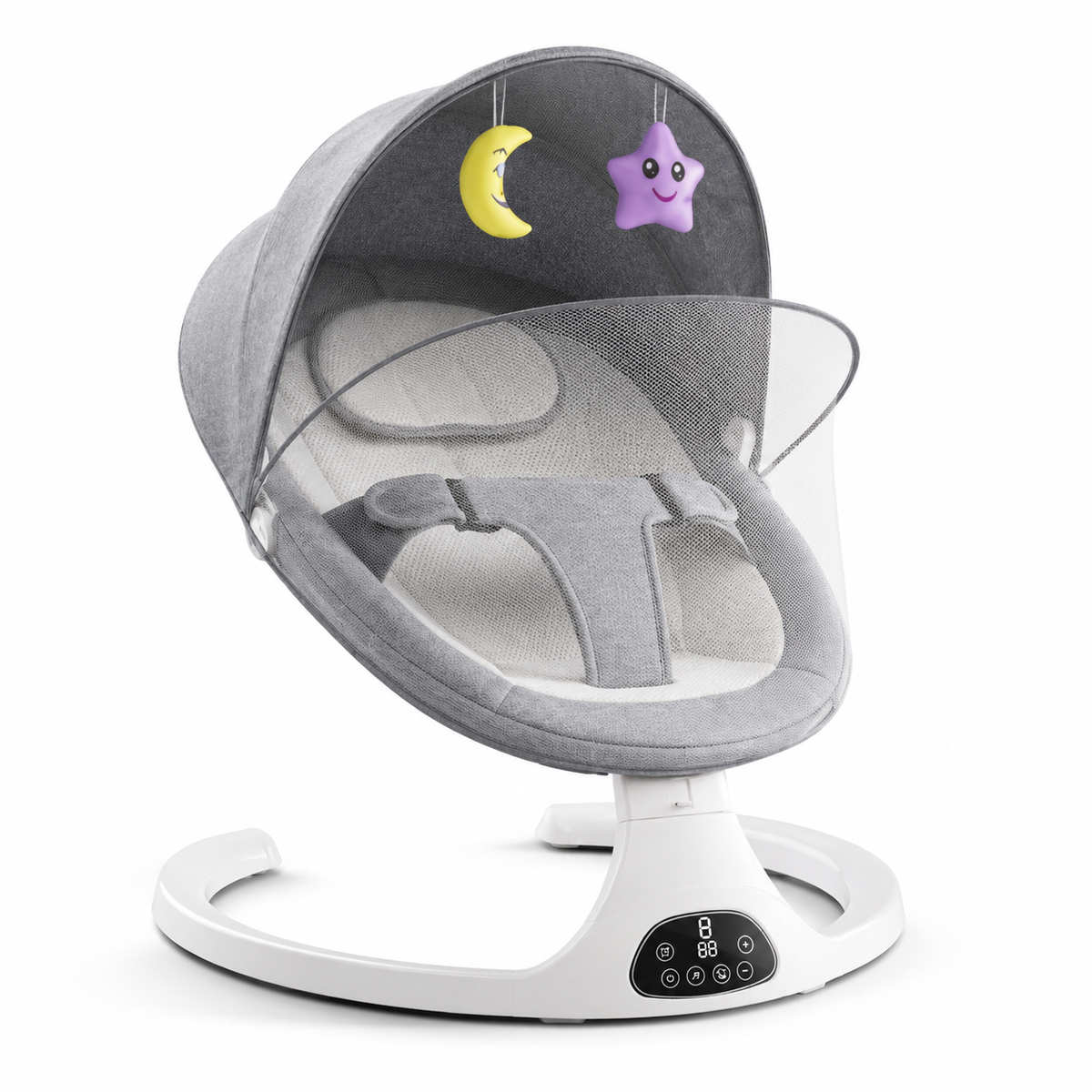 Berceau Bébé Électrique Berçant avec Musique Bluetooth et Moustiquaire