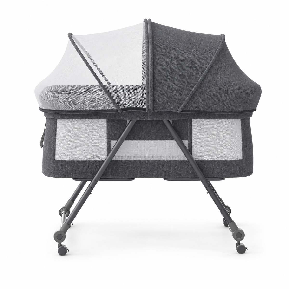 Lit de Voyage Bébé Pliable avec Matelas et Roulettes Silencieuses