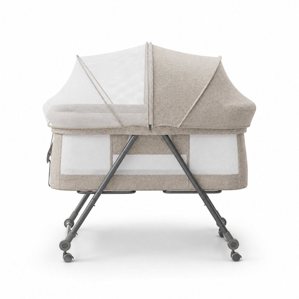 Lit de Voyage Bébé Pliable avec Matelas et Roulettes Silencieuses