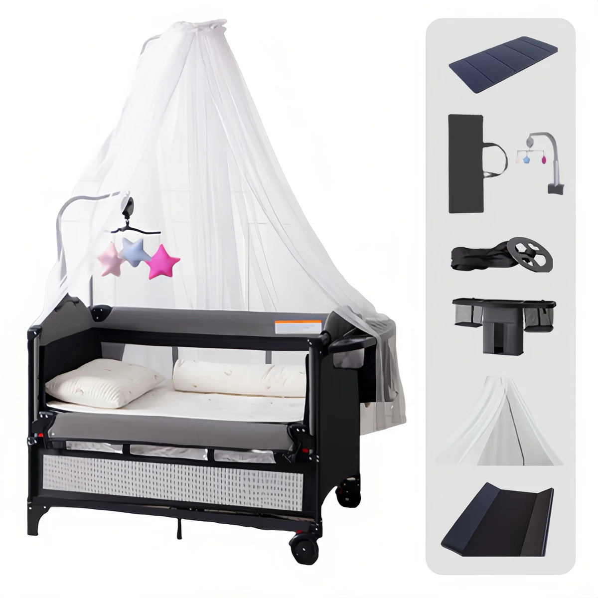 Berceau Bébé Pliable Multifonction avec Table à Langer - photo 7