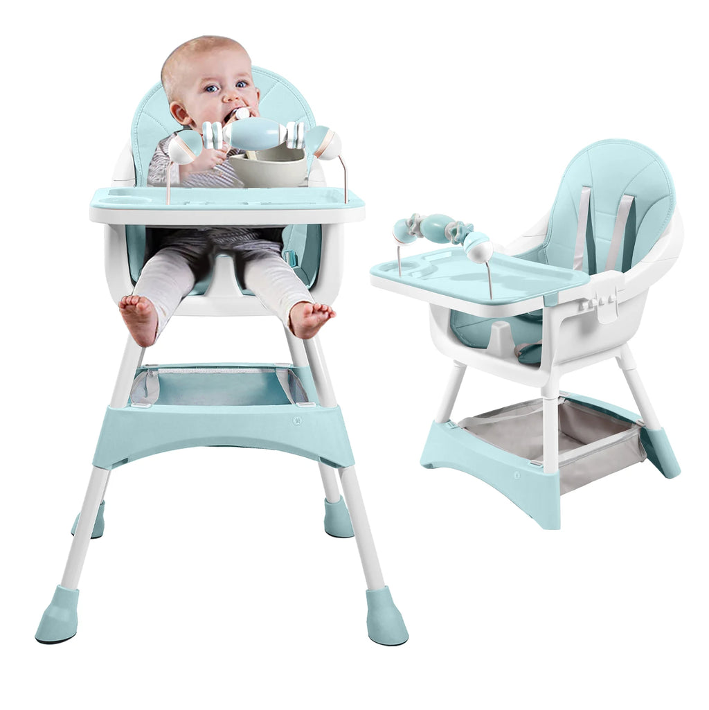 Chaise Haute Bébé Convertible avec Plateau Double et Rangement Jouets - photo 10